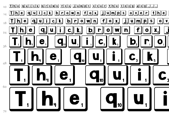 DJB Letter Game Tiles font waterfall